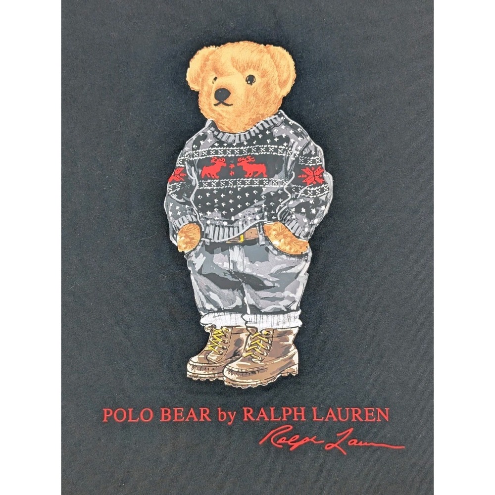 Polo Ralph Lauren Graphic T-Shirt Men's 2XB Black Polo Bear Sweater NWT